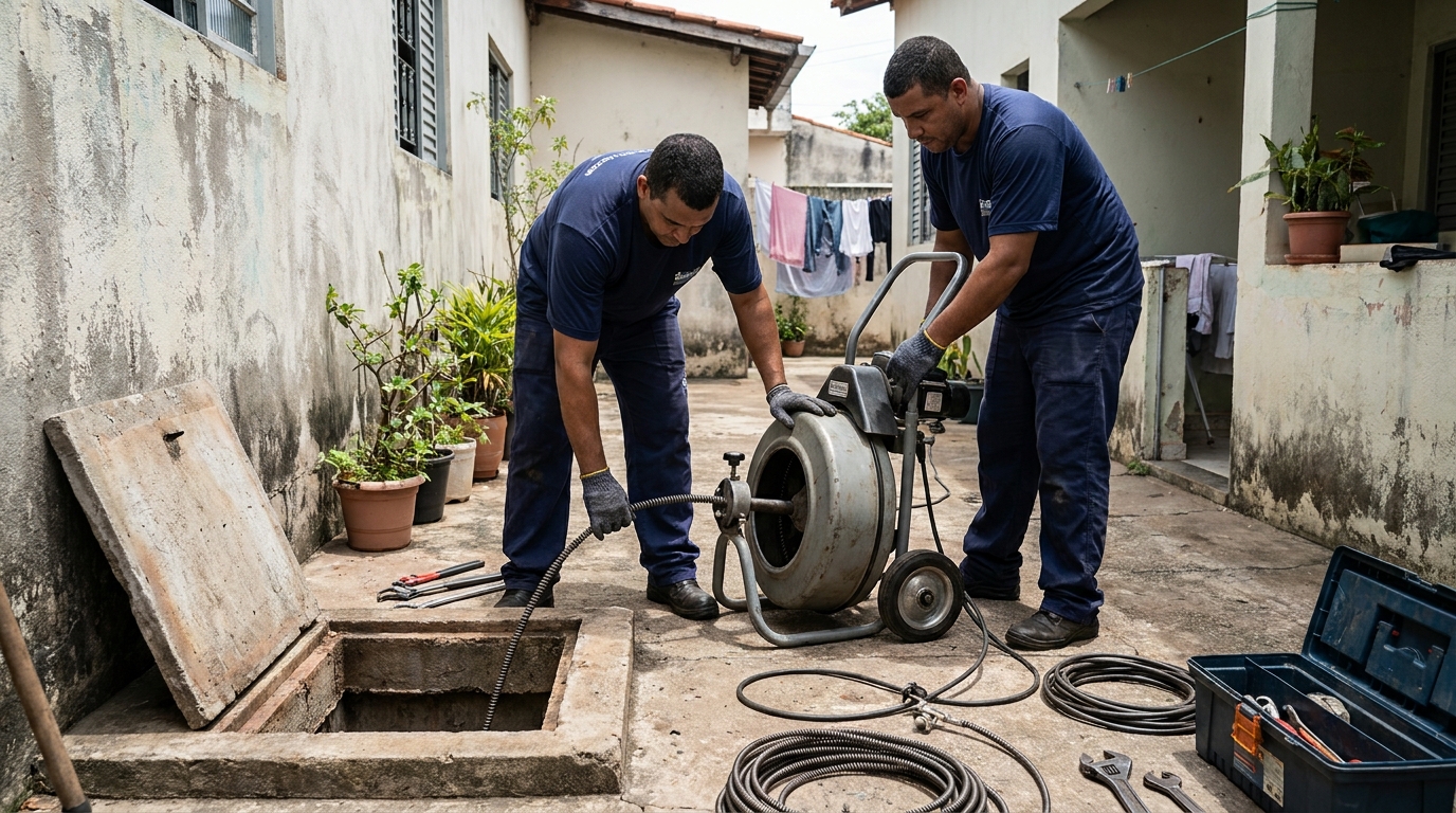Desentupimento de rede de esgoto em Araraquara‑SP