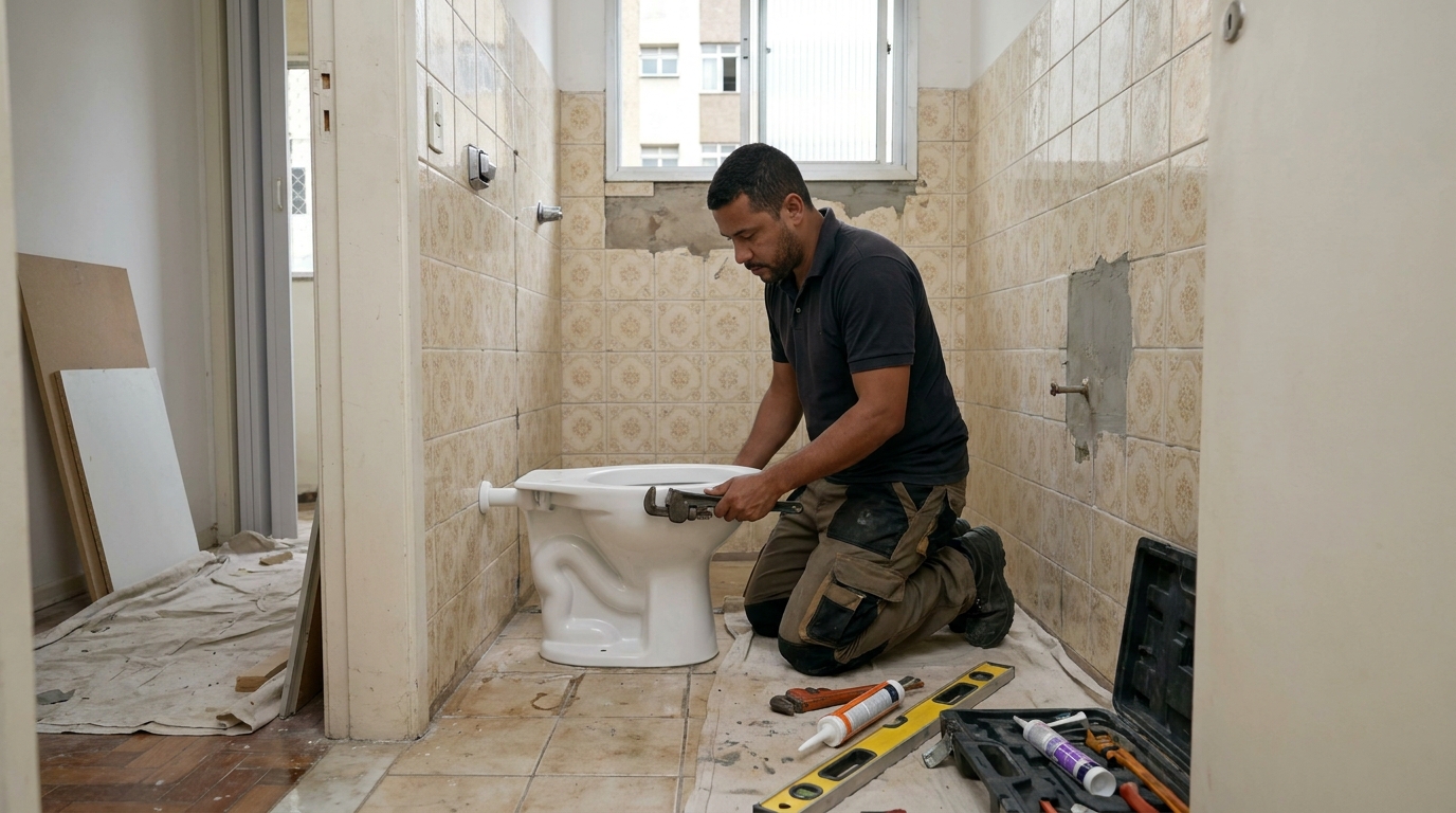 Instalação de vaso sanitário profissional em Araraquara‑SP