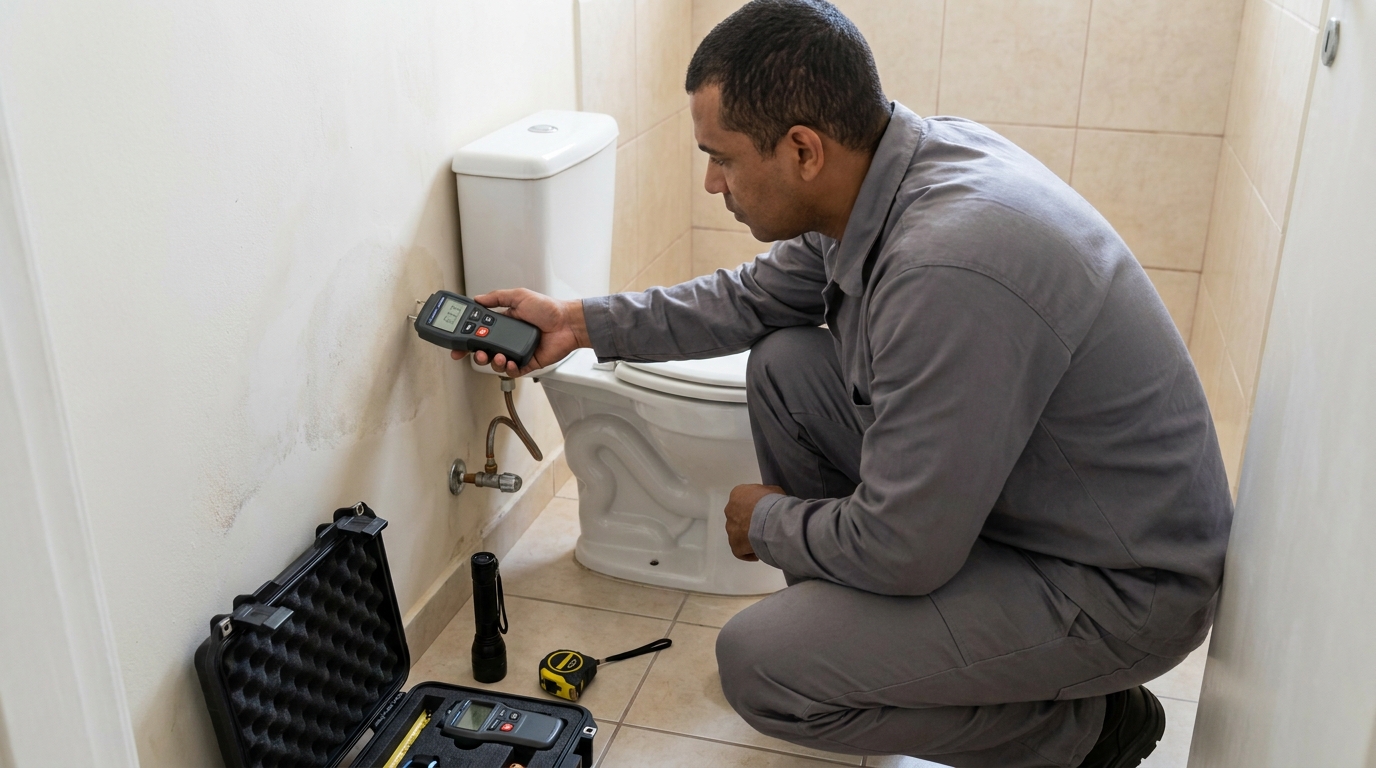 Técnico de caça vazamento em residência em Araraquara‑SP